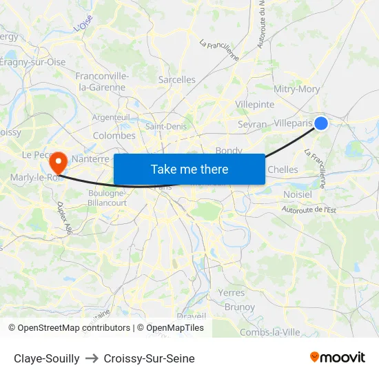 Claye-Souilly to Croissy-Sur-Seine map