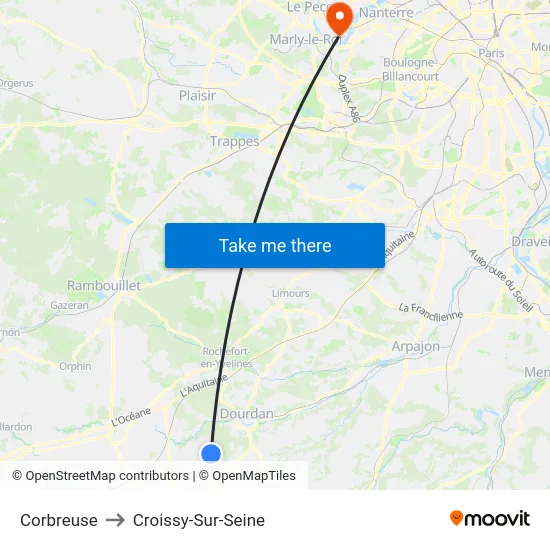 Corbreuse to Croissy-Sur-Seine map