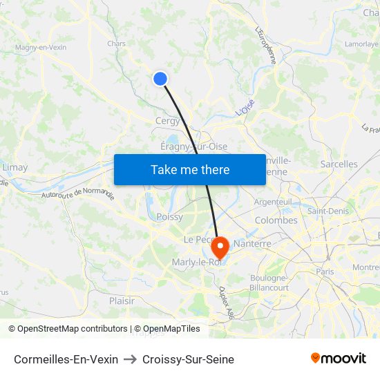 Cormeilles-En-Vexin to Croissy-Sur-Seine map