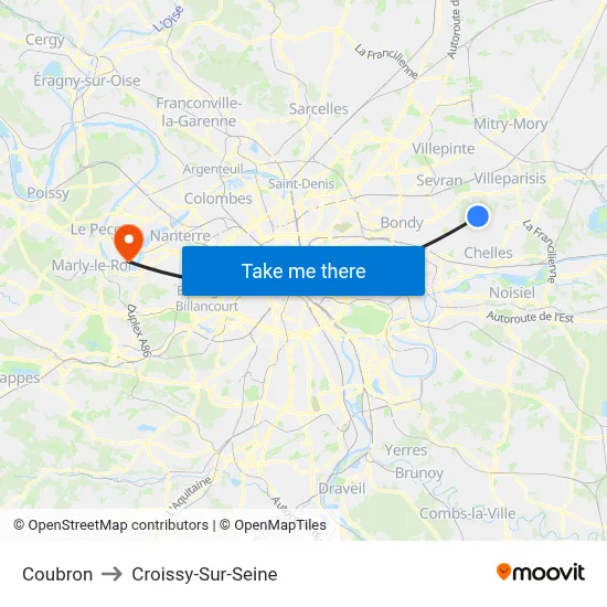 Coubron to Croissy-Sur-Seine map