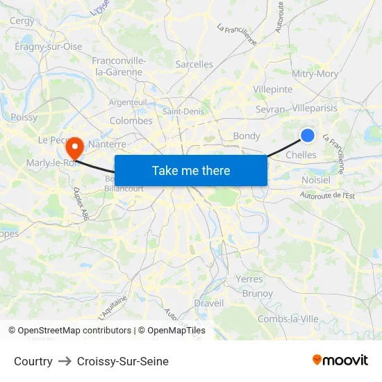 Courtry to Croissy-Sur-Seine map