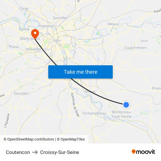 Coutencon to Croissy-Sur-Seine map