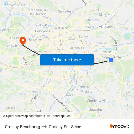 Croissy-Beaubourg to Croissy-Sur-Seine map