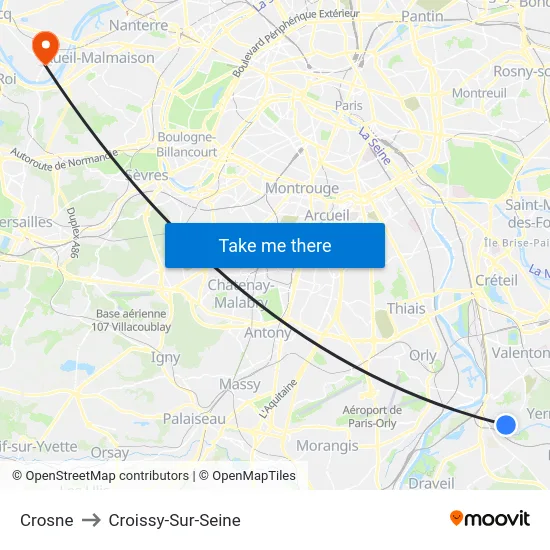 Crosne to Croissy-Sur-Seine map