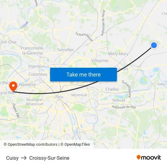 Cuisy to Croissy-Sur-Seine map