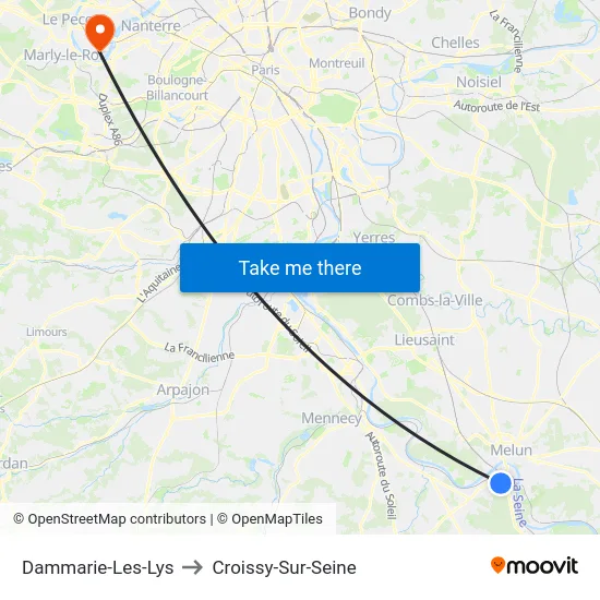 Dammarie-Les-Lys to Croissy-Sur-Seine map