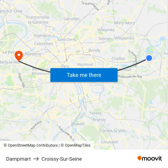 Dampmart to Croissy-Sur-Seine map