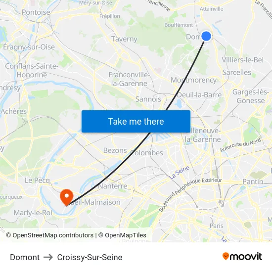 Domont to Croissy-Sur-Seine map