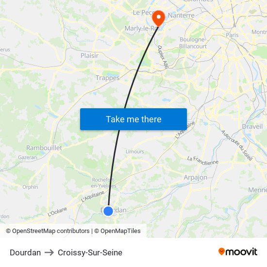 Dourdan to Croissy-Sur-Seine map