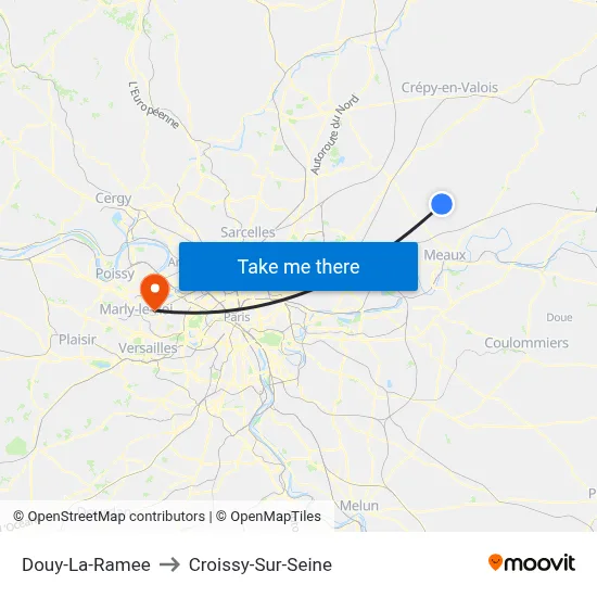 Douy-La-Ramee to Croissy-Sur-Seine map