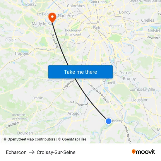 Echarcon to Croissy-Sur-Seine map
