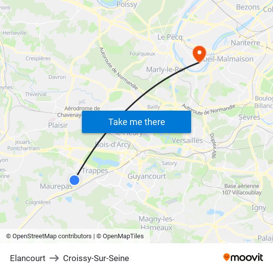 Elancourt to Croissy-Sur-Seine map