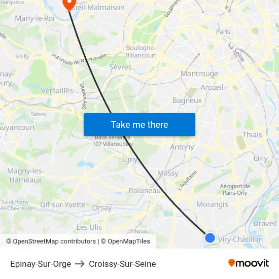 Epinay-Sur-Orge to Croissy-Sur-Seine map