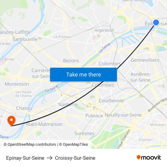 Epinay-Sur-Seine to Croissy-Sur-Seine map