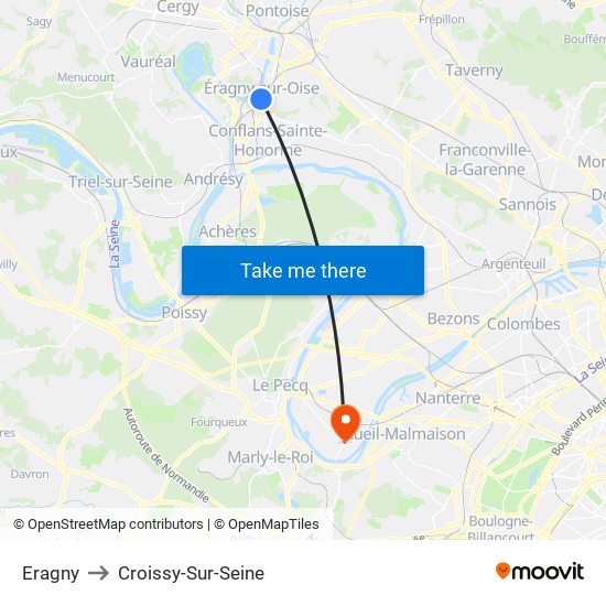 Eragny to Croissy-Sur-Seine map
