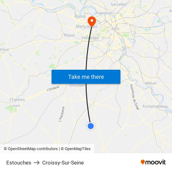 Estouches to Croissy-Sur-Seine map