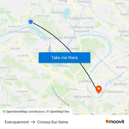 Evecquemont to Croissy-Sur-Seine map