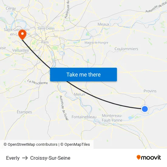 Everly to Croissy-Sur-Seine map