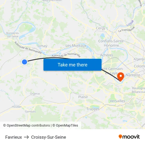 Favrieux to Croissy-Sur-Seine map