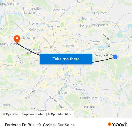 Ferrieres-En-Brie to Croissy-Sur-Seine map