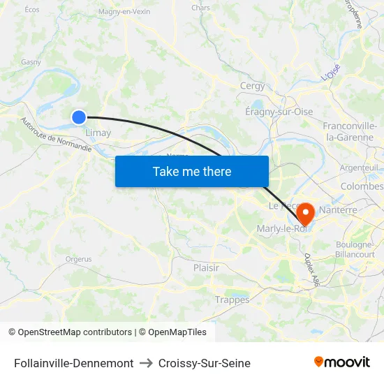 Follainville-Dennemont to Croissy-Sur-Seine map