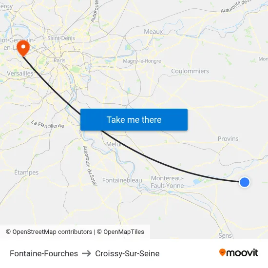 Fontaine-Fourches to Croissy-Sur-Seine map