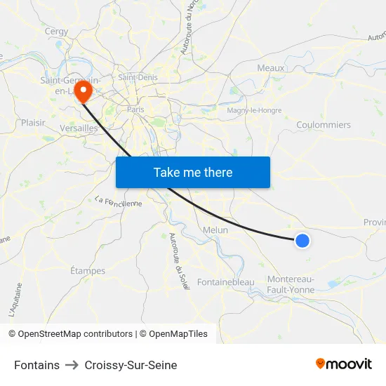 Fontains to Croissy-Sur-Seine map