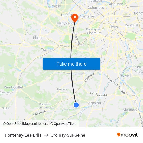 Fontenay-Les-Briis to Croissy-Sur-Seine map