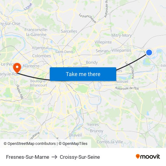 Fresnes-Sur-Marne to Croissy-Sur-Seine map
