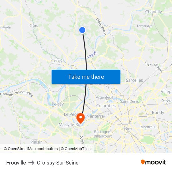 Frouville to Croissy-Sur-Seine map