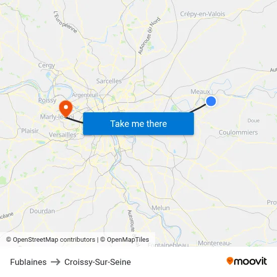 Fublaines to Croissy-Sur-Seine map