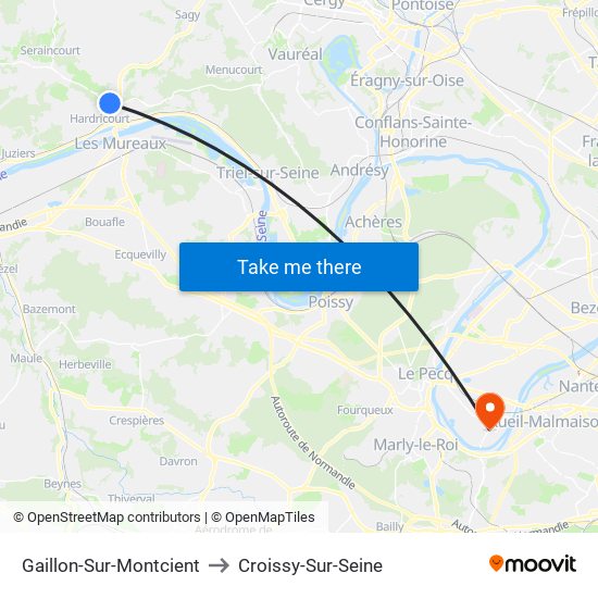 Gaillon-Sur-Montcient to Croissy-Sur-Seine map