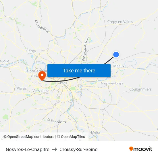 Gesvres-Le-Chapitre to Croissy-Sur-Seine map