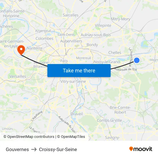 Gouvernes to Croissy-Sur-Seine map