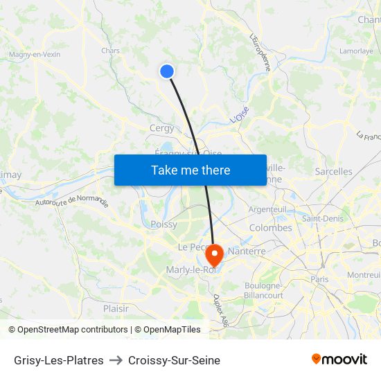 Grisy-Les-Platres to Croissy-Sur-Seine map