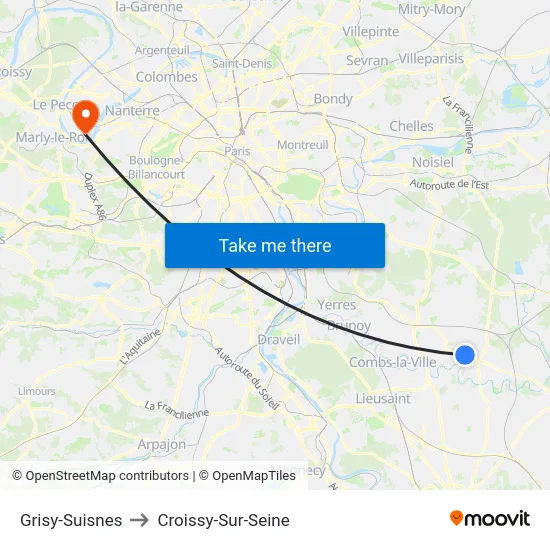 Grisy-Suisnes to Croissy-Sur-Seine map