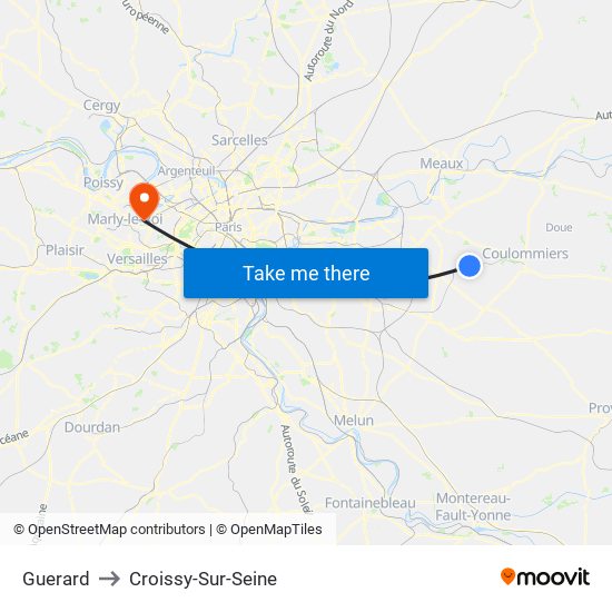 Guerard to Croissy-Sur-Seine map