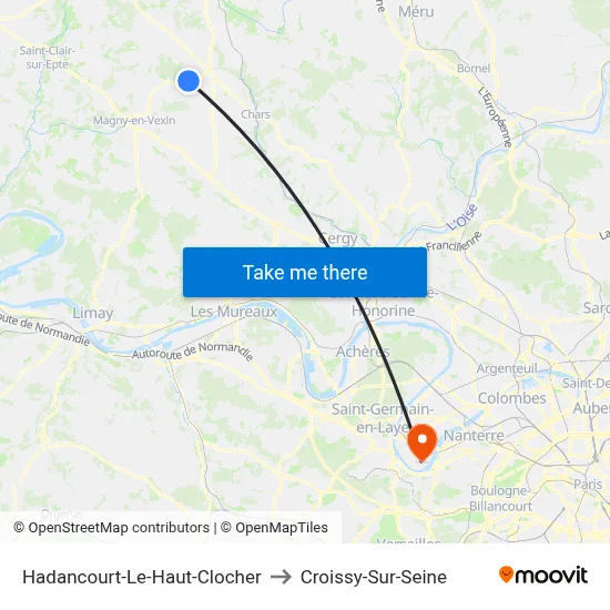 Hadancourt-Le-Haut-Clocher to Croissy-Sur-Seine map