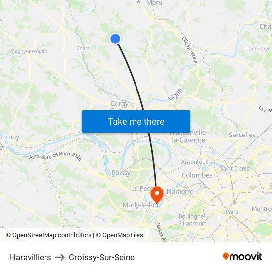 Haravilliers to Croissy-Sur-Seine map