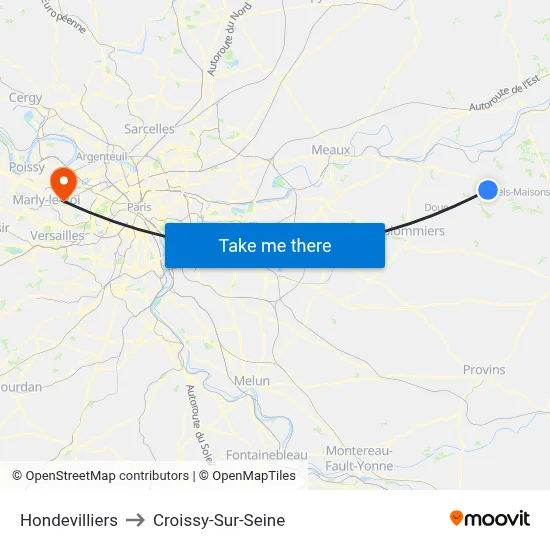 Hondevilliers to Croissy-Sur-Seine map
