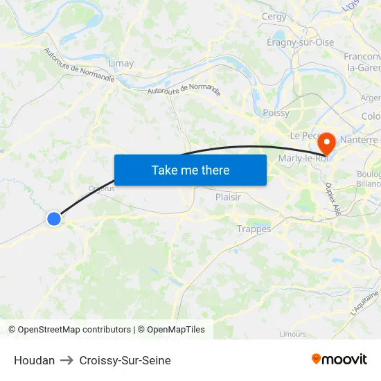 Houdan to Croissy-Sur-Seine map