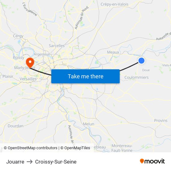 Jouarre to Croissy-Sur-Seine map