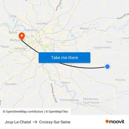 Jouy-Le-Chatel to Croissy-Sur-Seine map