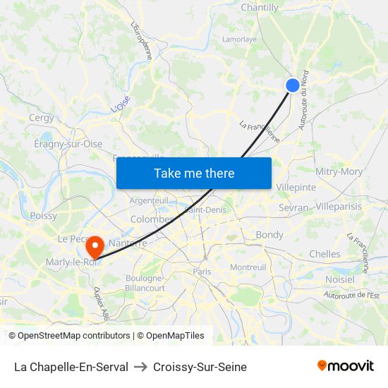 La Chapelle-En-Serval to Croissy-Sur-Seine map