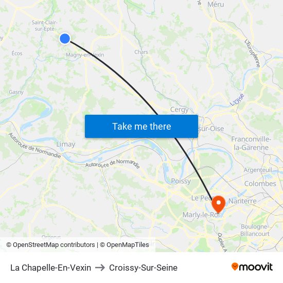 La Chapelle-En-Vexin to Croissy-Sur-Seine map