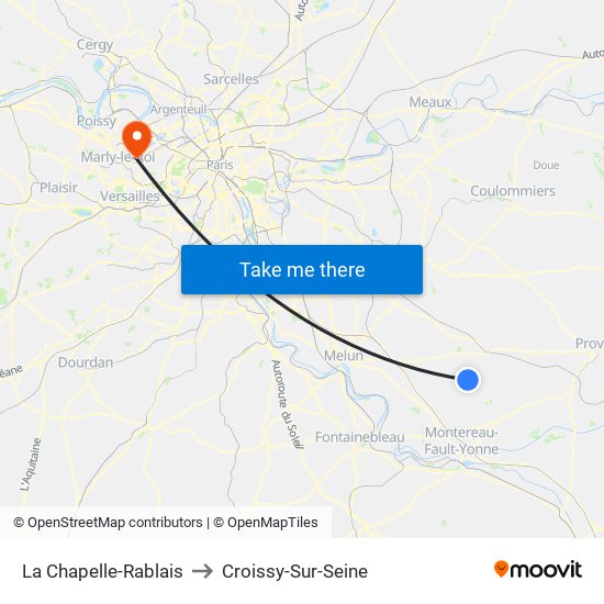 La Chapelle-Rablais to Croissy-Sur-Seine map