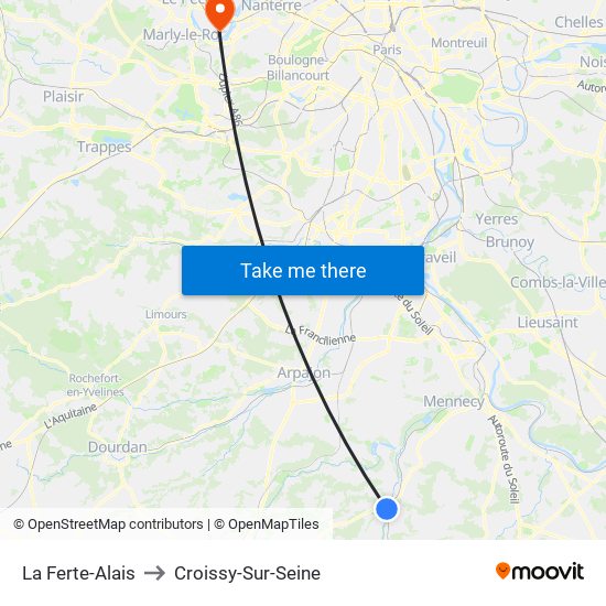 La Ferte-Alais to Croissy-Sur-Seine map