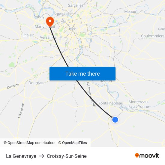La Genevraye to Croissy-Sur-Seine map