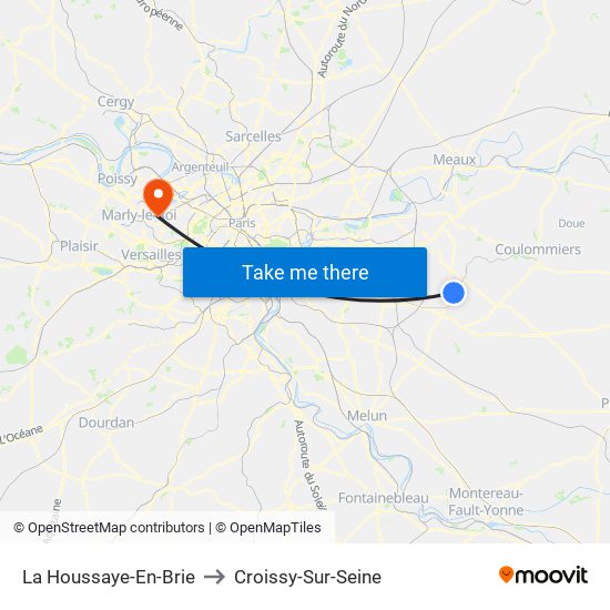 La Houssaye-En-Brie to Croissy-Sur-Seine map