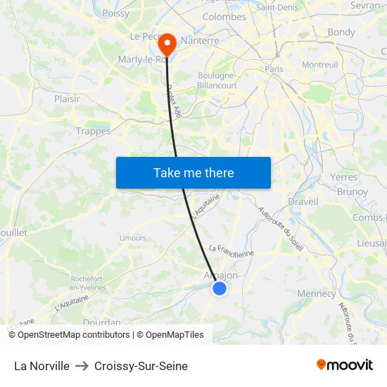La Norville to Croissy-Sur-Seine map